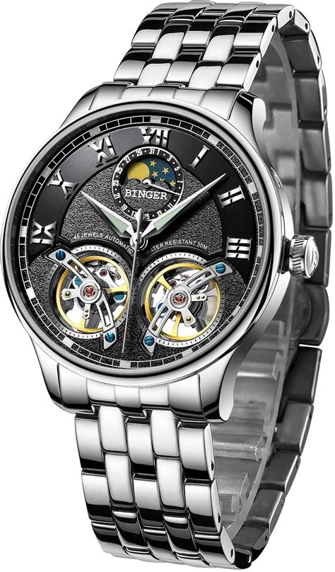 Binger Mens Watch Automatic Mechanical Stainless Steel .